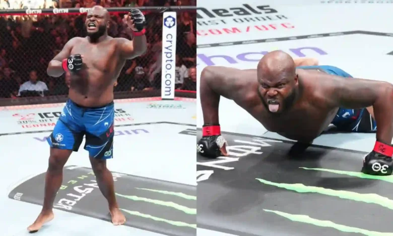 Derrick Lewis Celebration in Octagon after winning