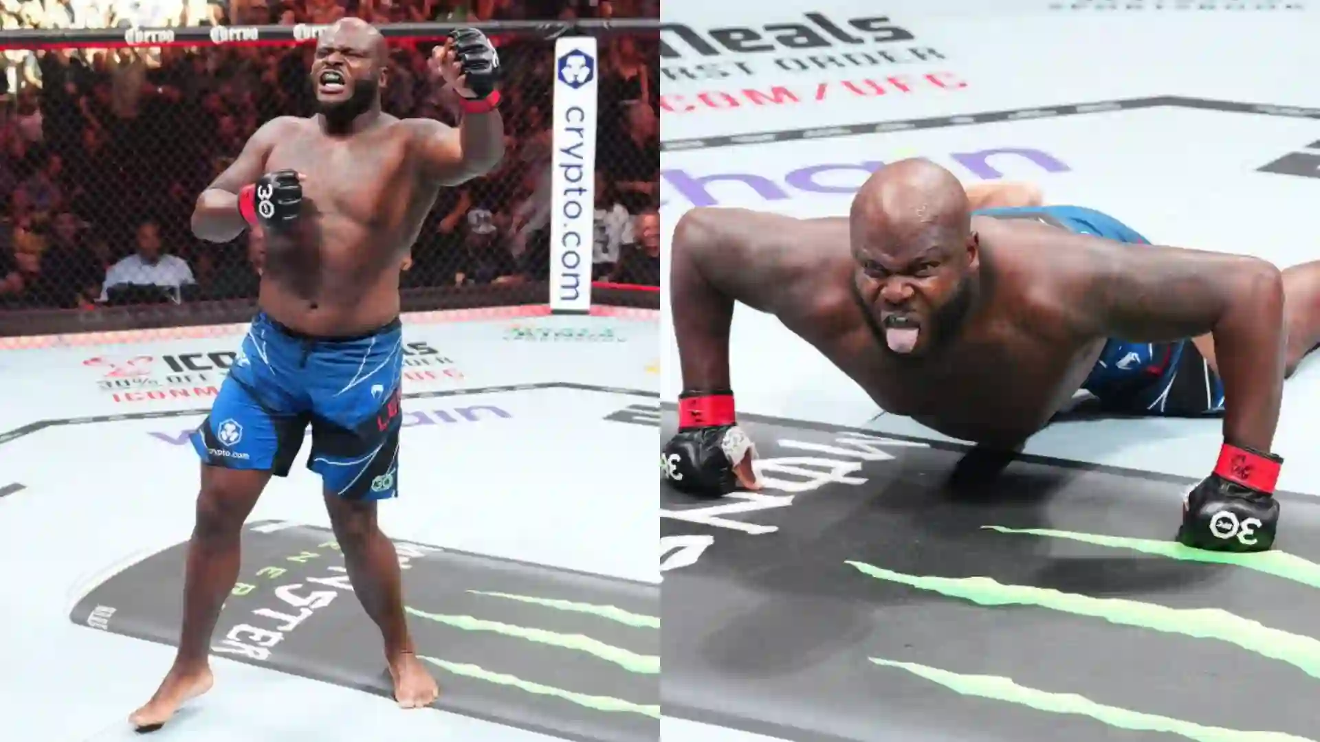 Derrick Lewis Celebration in Octagon after winning