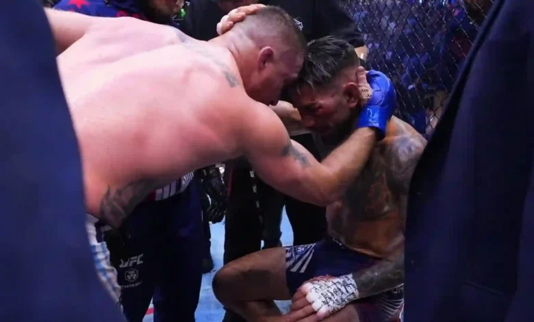 Ilia Topuria at the corner after 4th round loss at Freedom 250 UFC Event