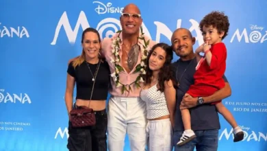 Jose Aldo and Family with Dwayne 'The Rock' Johnson at Moana Event